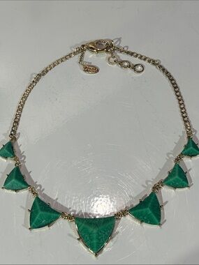 Amrita Singh Gold-Tone Necklace with Emerald Green Triangular Stones